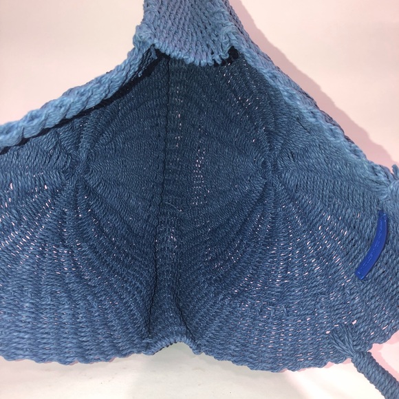 French Connection 15” blue natural fiber bag - WOW - Picture 5 of 11